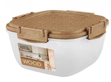 Контейнер для продуктов Sugar&Spice Wood герметичный 1л квадратный